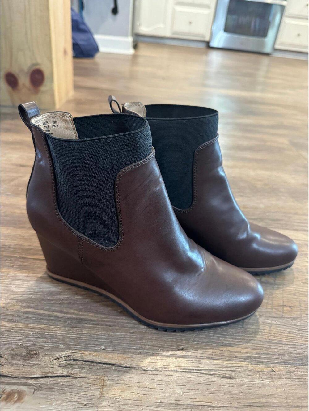 Naturalizer Soul Hawkins Wedge Leather Ankle Boots Sz 9.5 NEW